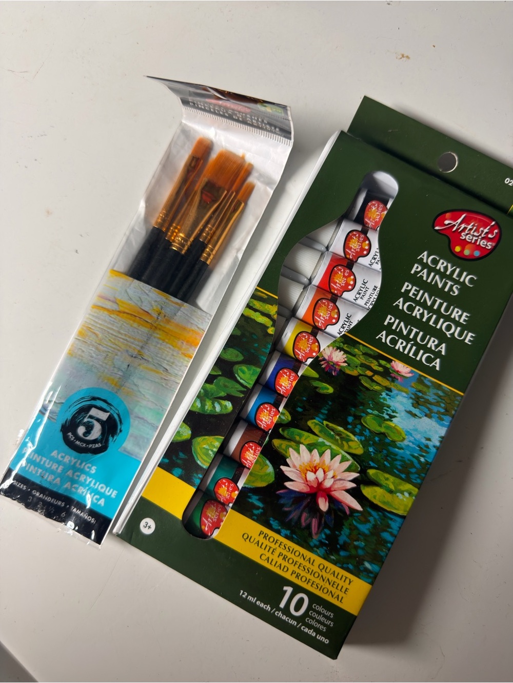Artist's Series Acrylic Paint Set with Paint Brushes